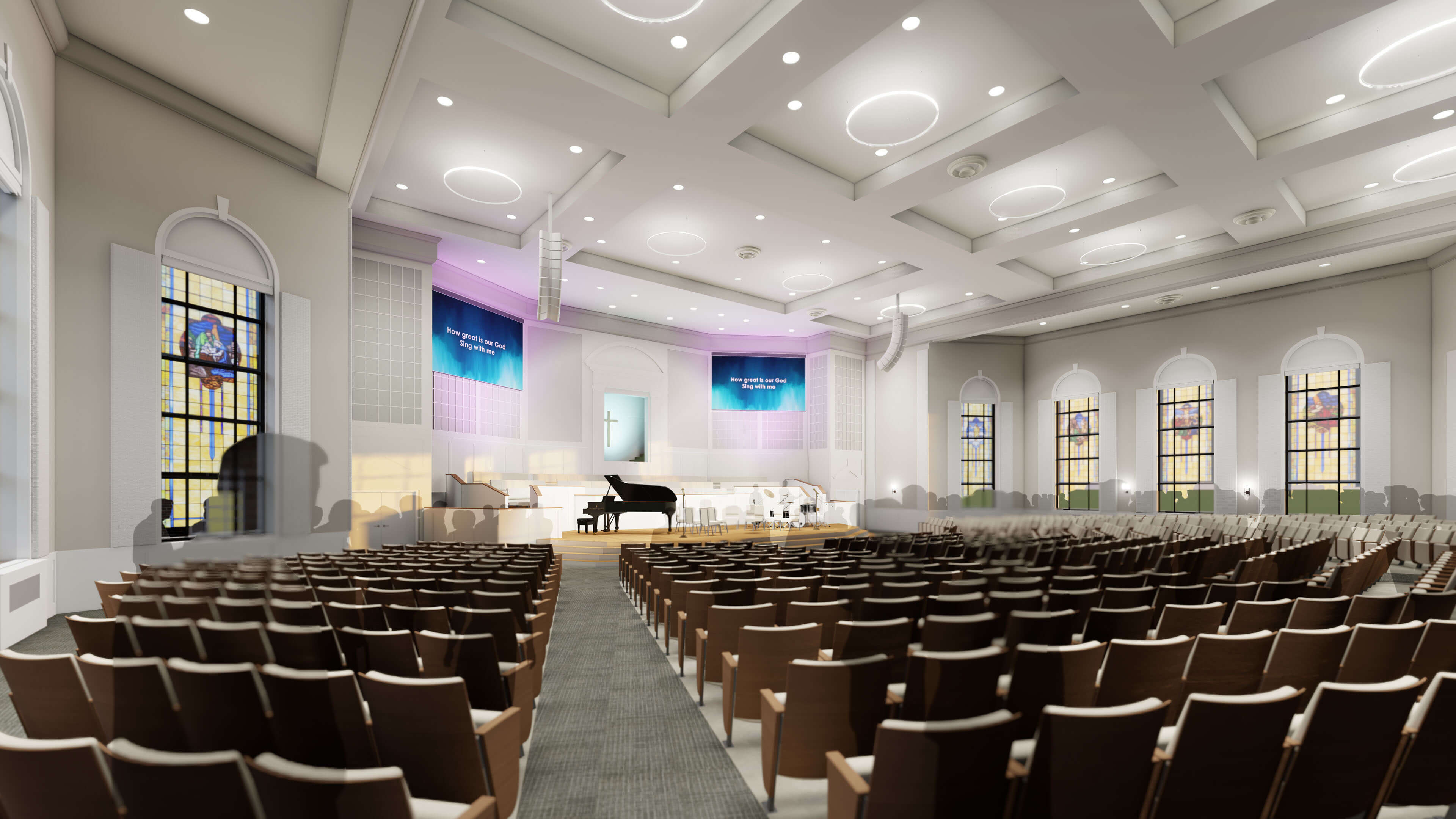 Concord Baptist Church - Primary Worship Interior Rendering