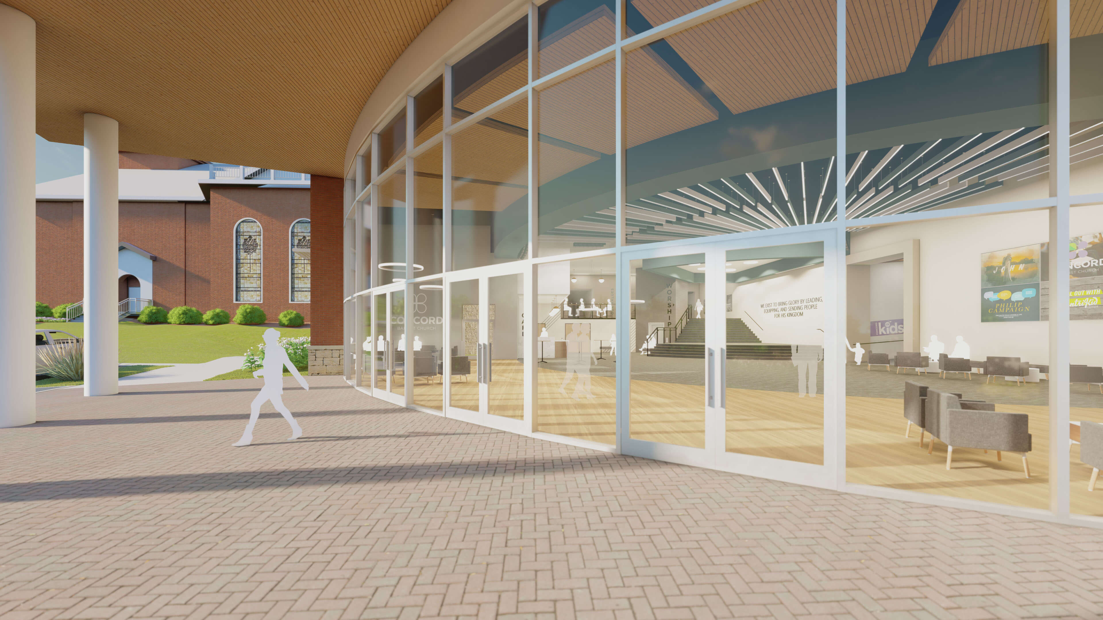 Concord Baptist Church - Primary Lobby Entry Exterior Rendering