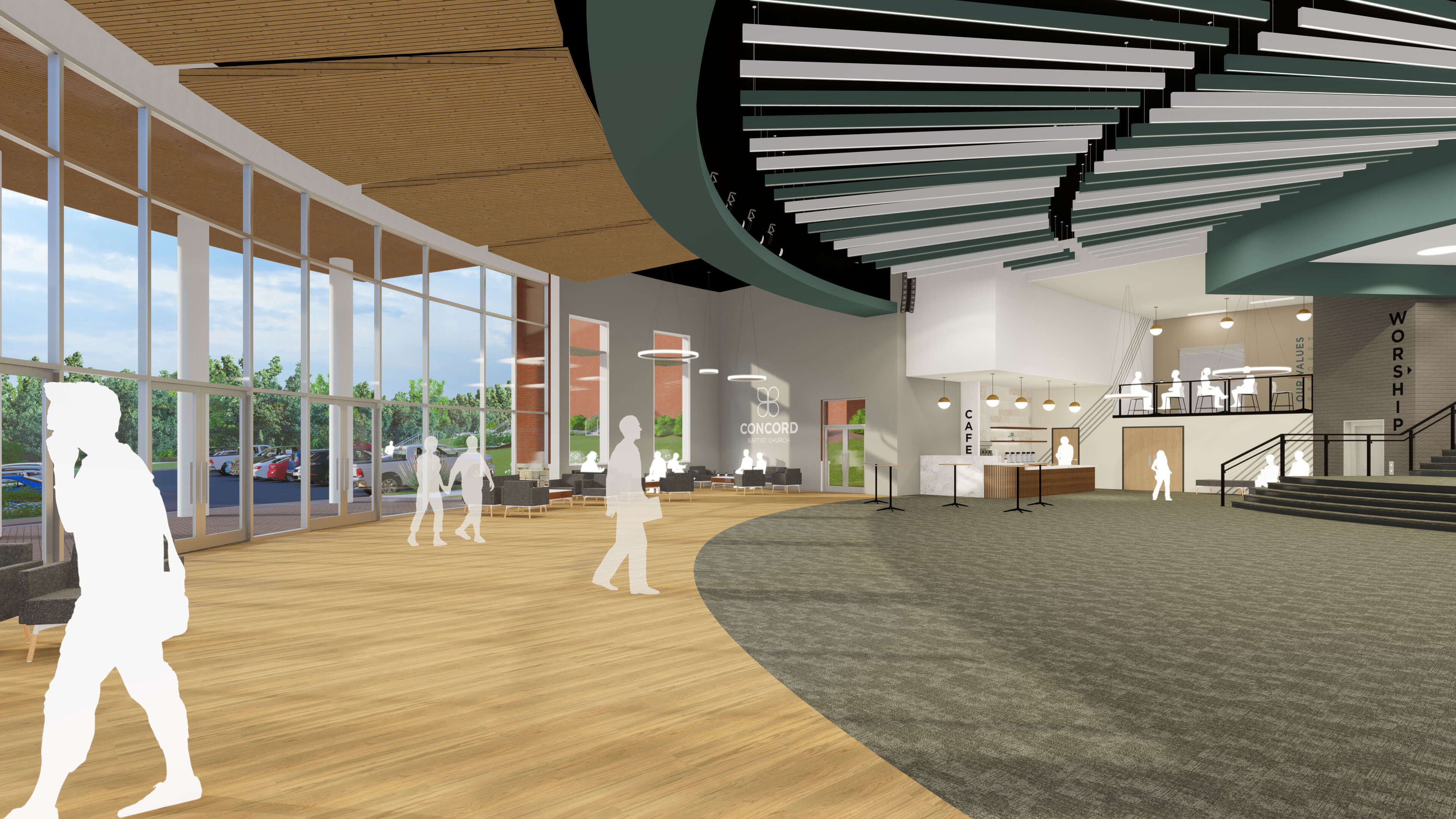 Concord Baptist Church - Primary Lobby Entry Interior Rendering