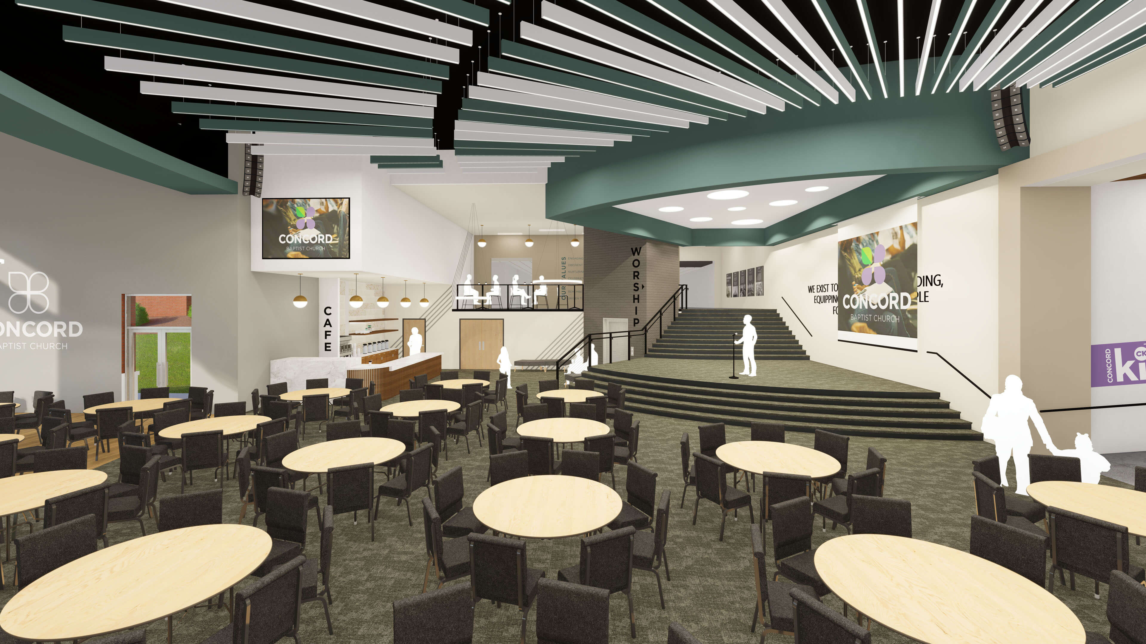 Concord Baptist Church - Primary Lobby Event Interior Rendering