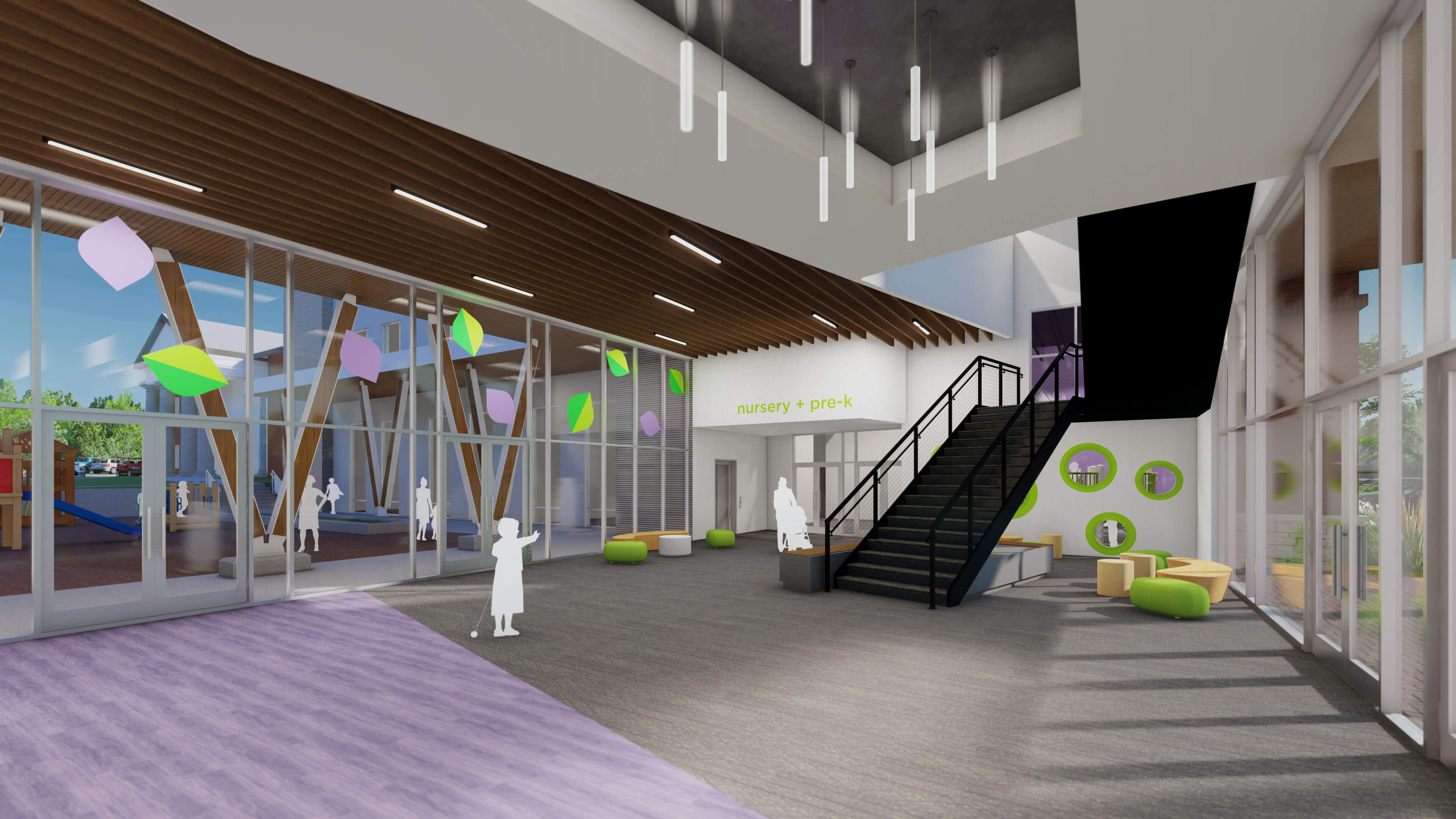 Concord Baptist Church - Primary Family Lobby Entry Interior Rendering